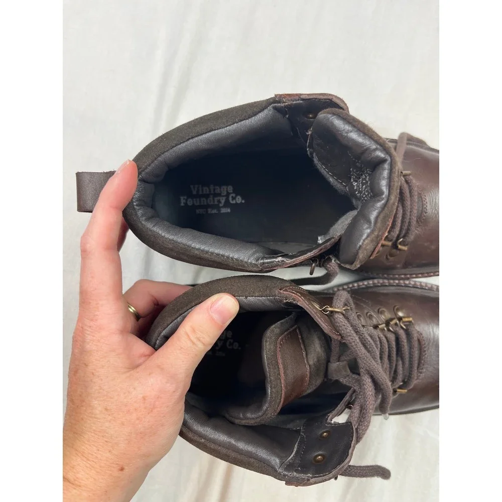 Vintage Foundry Co Mens Brown Leather Hiking Boots VF1376 Lug Sole US 9